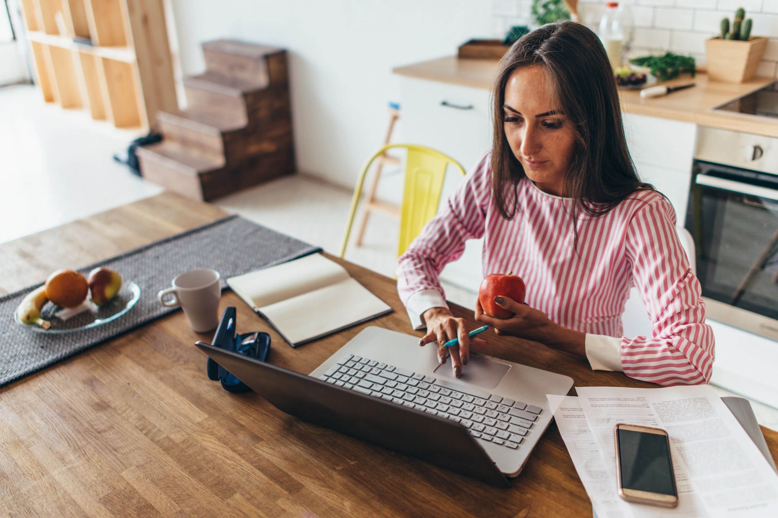 woman working at home