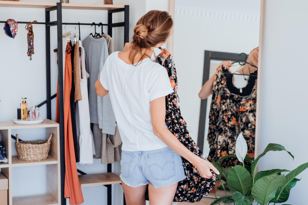 lady shopping in thrift store