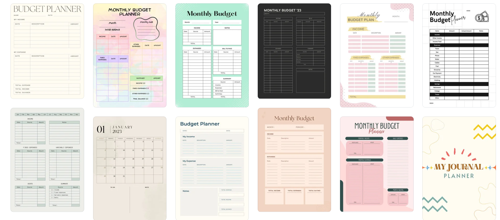 budget planner templates Canva