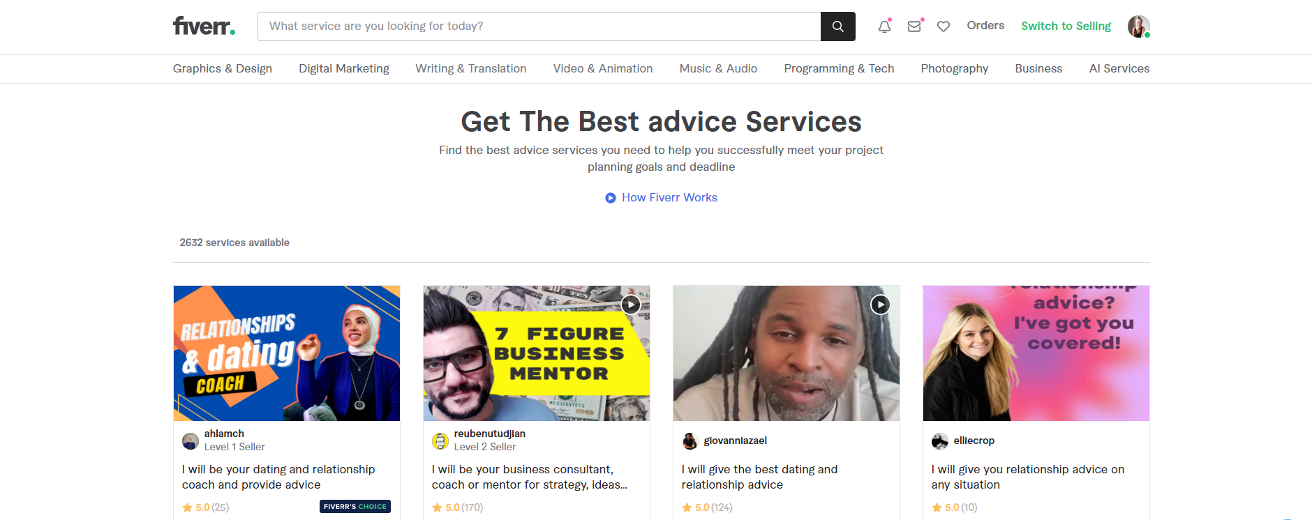 Fiverr advice services