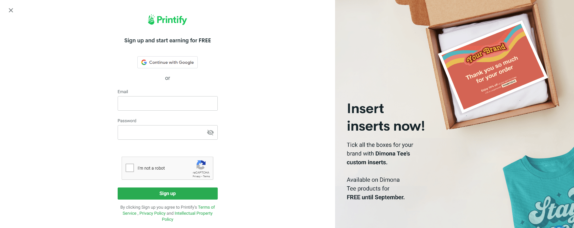 create a Printify account