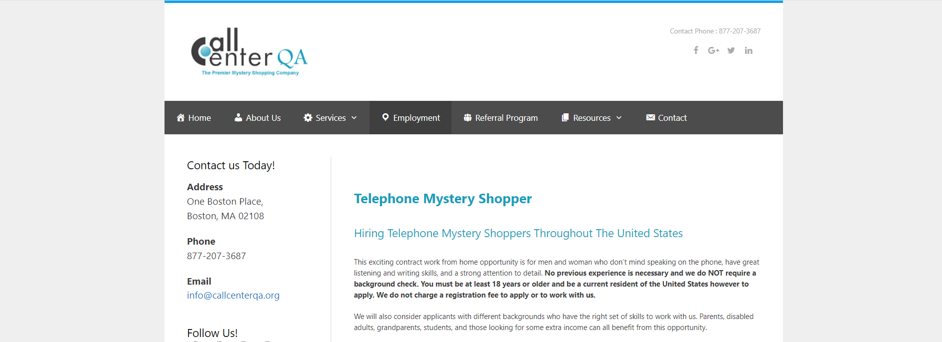 call center QA homepage