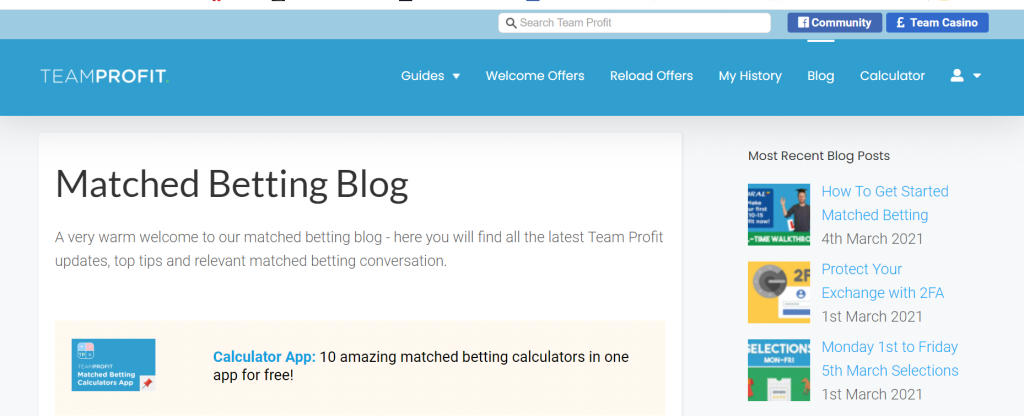 team profit matched betting